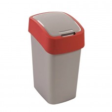 Curver FlipBin atkritumu tvertne ar vāku, pelēks/sarkans, 26x34x47cm, 25L