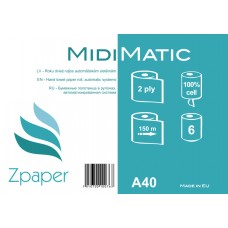 Zpaper MIDI MATIC Roku dvieļi ruļļos, automātiskajiem dispenseriem (19cm), 2 slāņi, 150 m, 6 gab.