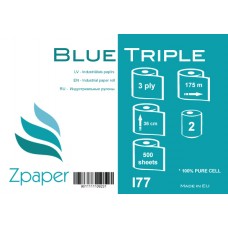 Zpaper Blue Triple industriālais papīrs, 3 slāņi, 36 cm., 175 m., 2 gab.