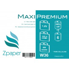 Zpaper Maxi Premium roku dvieļi ruļļos ar centrālo padevi, 1 slānis, 320 m., 6 gab.