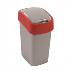 Curver FlipBin atkritumu tvertne ar vāku, pelēks/sarkans, 19x24x35cm, 9L